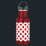 Rote und weiße Polka-Punkte Edelstahlflasche<br><div class="desc">Rote und weiße Polka-Punkte</div>