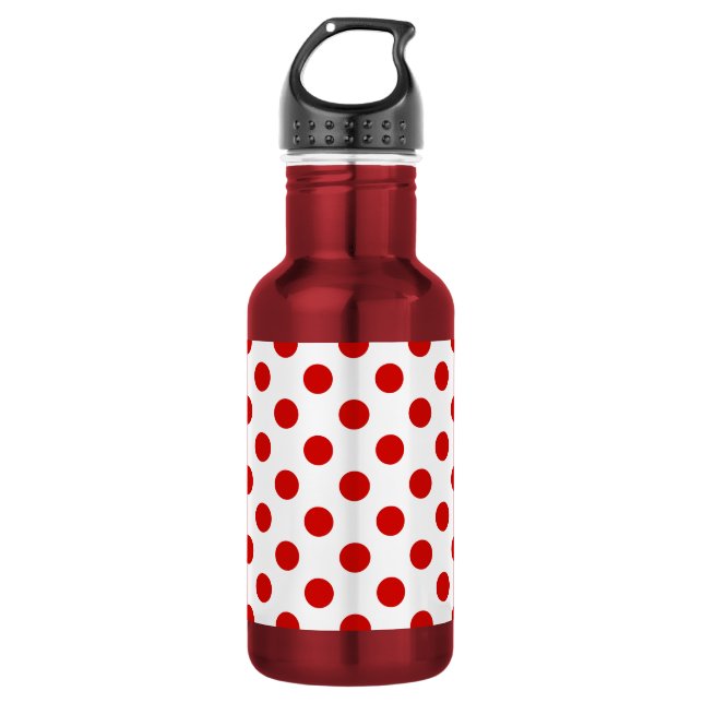 Rote und weiße Polka-Punkte Edelstahlflasche (Vorderseite)