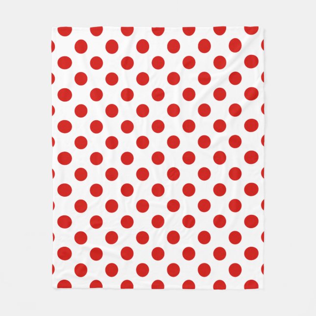 Rote und weiße Polka-Punkte Fleecedecke (Vorderseite)