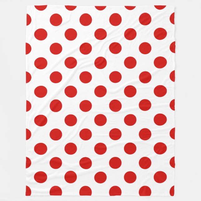 Rote und weiße Polka-Punkte Fleecedecke (Vorderseite)