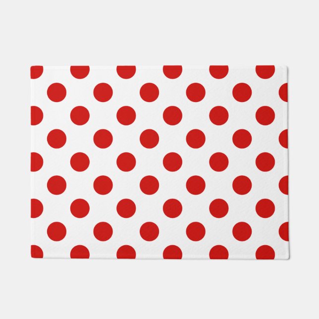 Rote und weiße Polka-Punkte Fußmatte (Vorderseite)