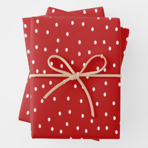 Rote und weiße Polka-Punkte Geschenkpapier Set