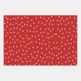 Rote und weiße Polka-Punkte Geschenkpapier Set