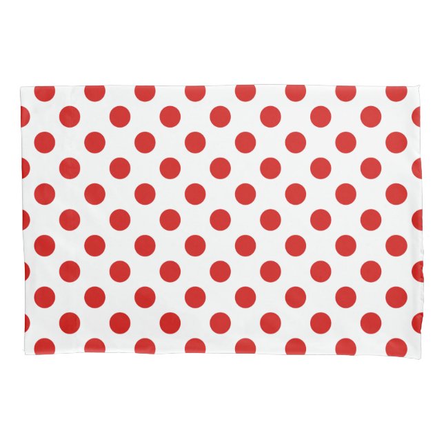 Rote und weiße Polka-Punkte Kissenbezug (Vorderseite)
