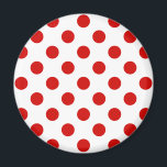 Rote und weiße Polka-Punkte Magnet<br><div class="desc">Rote und weiße Polka-Punkte</div>