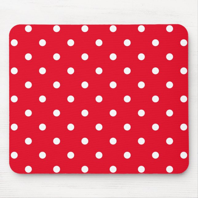 Rote und weiße Polka-Punkte Mousepad (Vorne)