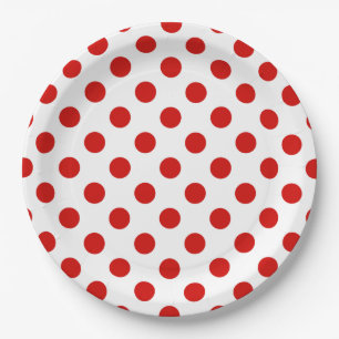 Rote und weiße Polka-Punkte Pappteller