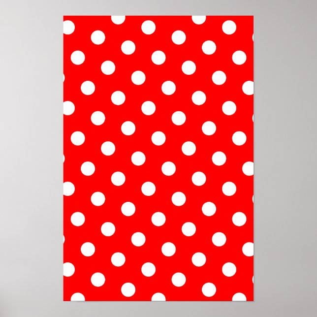 Rote und weiße Polka-Punkte Poster (Vorne)