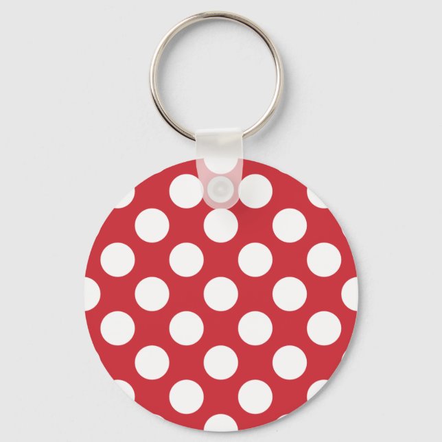 Rote und weiße Polka-Punkte Schlüsselanhänger (Vorderseite)