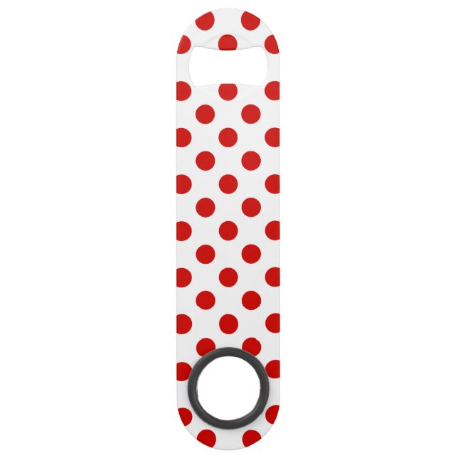 Rote und weiße Polka-Punkte Speedflaschenöffner (Vorderseite)