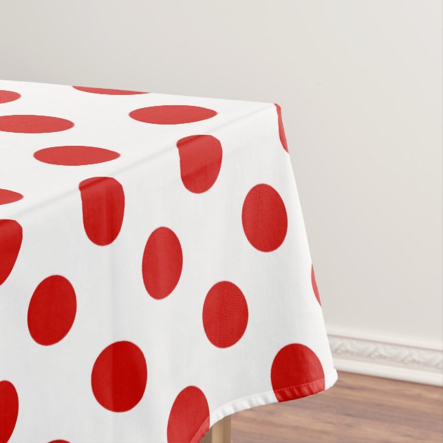 Rote und weiße Polka-Punkte Tischdecke (Beispiel)