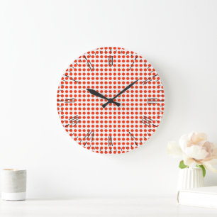 Rote und weiße Polka-Punkte, Wall-Uhr Große Wanduhr