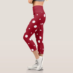 rote und weiße Punkte Capri Leggings