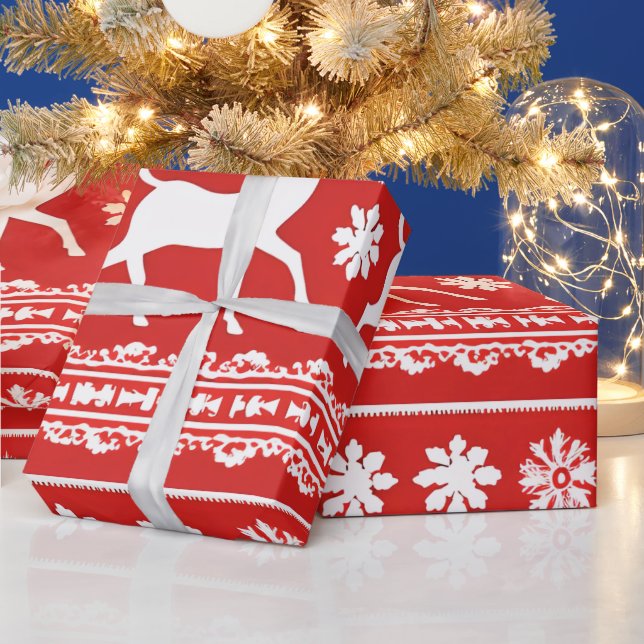 Rote und weiße Rentierflöte Moderne Weihnachten Geschenkpapier (Feiertage)