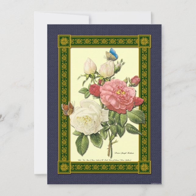 Rote und weiße Rose Botanische Einladung (Vorderseite)