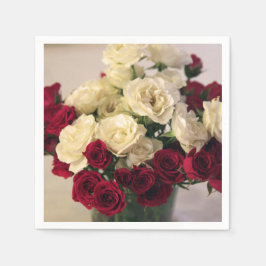 Rote und weiße Rose Serviette