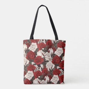 Rote und weiße Rosen Tasche