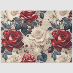 Rote und weiße Rosen Vintag Inspirierte Decoupage Seidenpapier