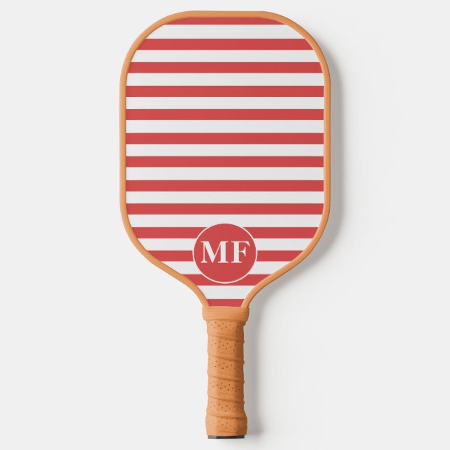 Rote und weiße rote Cabana Streifen Pickleball Schläger (Vorderseite)