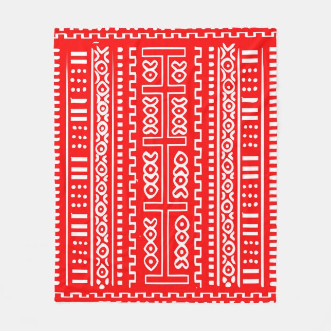 Rote und weiße Schlamm-Stoff-Fleece-Decke, 50" x60 Fleecedecke (Vorderseite)