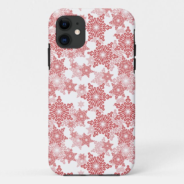 Rote und weiße Schneeflocke Nahtloses Muster Case-Mate iPhone Hülle (Rückseite)