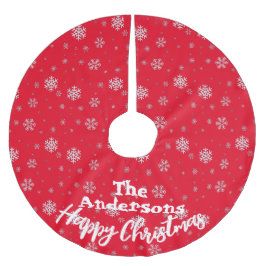 Rote und weiße Schneeflocke Weihnachtsfest Polyester Weihnachtsbaumdecke