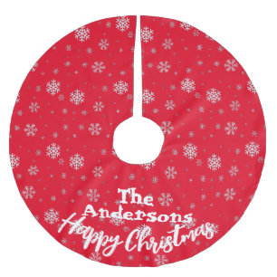 Rote und weiße Schneeflocke Weihnachtsfest Polyester Weihnachtsbaumdecke