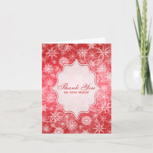 Rote und weiße Schneeflocken Danke Karte