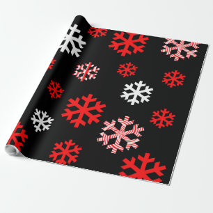 Rote und weiße Schneeflocken Geschenkpapier