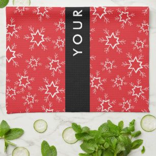 Rote und weiße Schneeflocken, Ihr Name, Personalis Geschirrtuch