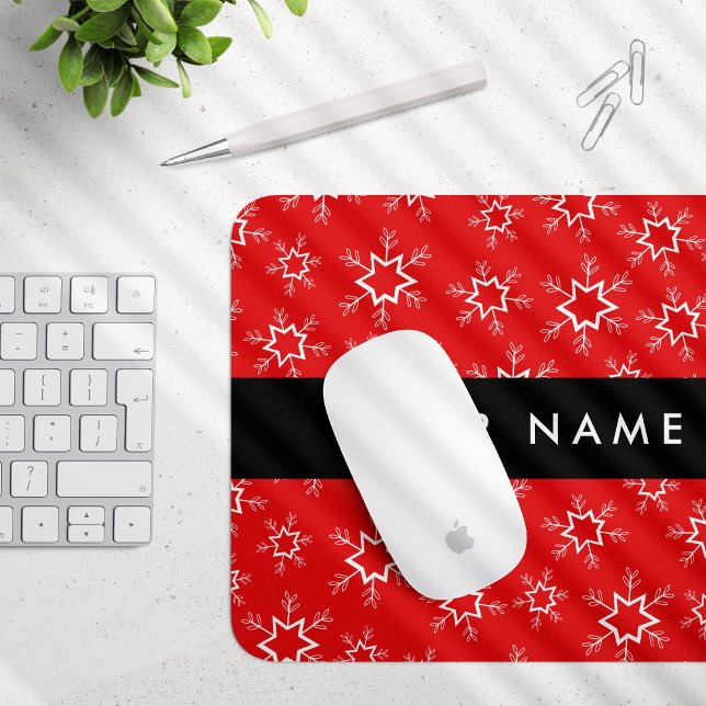 Rote und weiße Schneeflocken, Ihr Name, Personalis Mousepad (Von Creator hochgeladen)