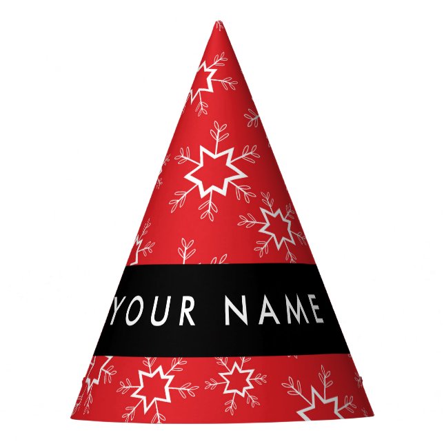 Rote und weiße Schneeflocken, Ihr Name, Personalis Partyhütchen (Vorderseite)