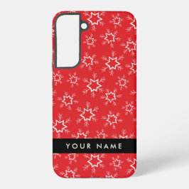 Rote und weiße Schneeflocken, Ihr Name, Personalis Samsung Galaxy Hülle