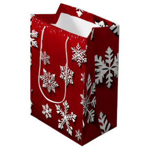 Rote und weiße Schneeflocken Weihnachten Mittlere Geschenktüte