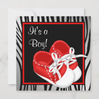 Rote und weiße Schuhe Roter Zebra Baby Boy Shower
