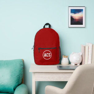 Rote und weiße Schulfarben und Buchstaben Bedruckter Rucksack