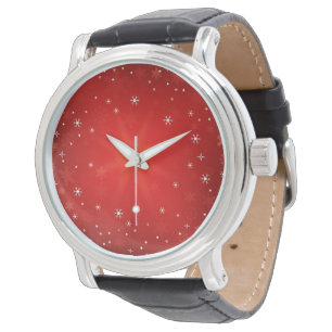 Rote und weiße Sterne Armbanduhr