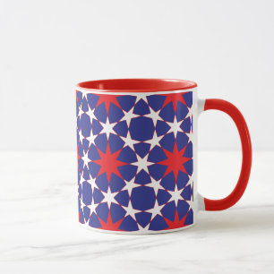 Rote und weiße Sterne auf blau Tasse