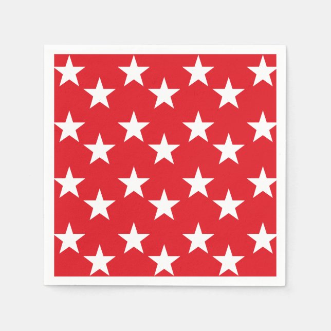 Rote und weiße Sterne Druckpapier Napkins Serviette (Vorderseite)