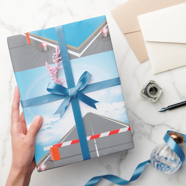 Rote und weiße Straßensperre blockiert Geschenkpapier (Von Creator hochgeladen)