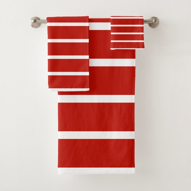Rote und weiße Streifen Badhandtuch Set (Insitu)