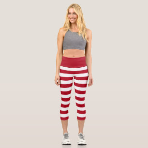 Rote und weiße Streifen Elfkostüme Capri Leggings
