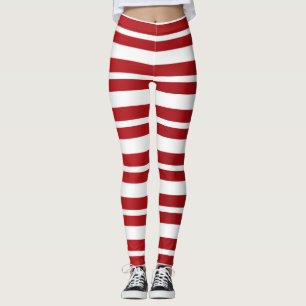 Rote und Weiße Streifen Festliche Weihnachtsfeiert Leggings