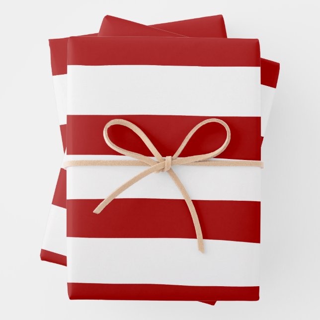 Rote und weiße Streifen Geschenkpapier Set (Beispiel)