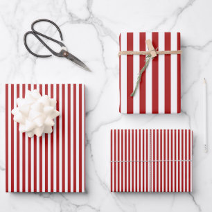 Rote und weiße Streifen Geschenkpapier Set