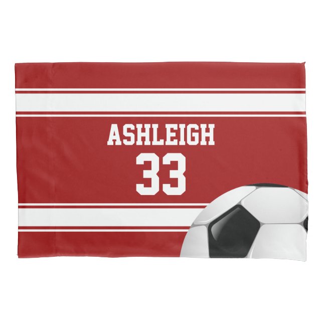 Rote und weiße Streifen Jersey Fußball Kissenbezug (Vorderseite)