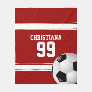 Rote und weiße Streifen Jersey Soccer Ball Fleecedecke