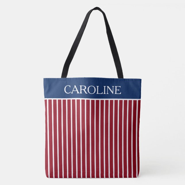 Rote und weiße Streifen mit dem Marine-Blau Tasche (Vorderseite)
