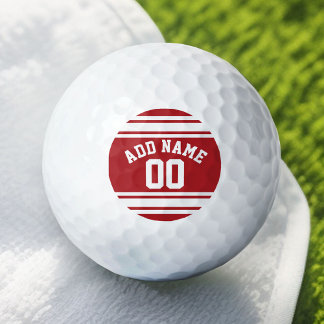 Rote und weiße Streifen mit Name und Nummer Golfball