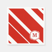 Rote und weiße Streifen Monogram Napkin